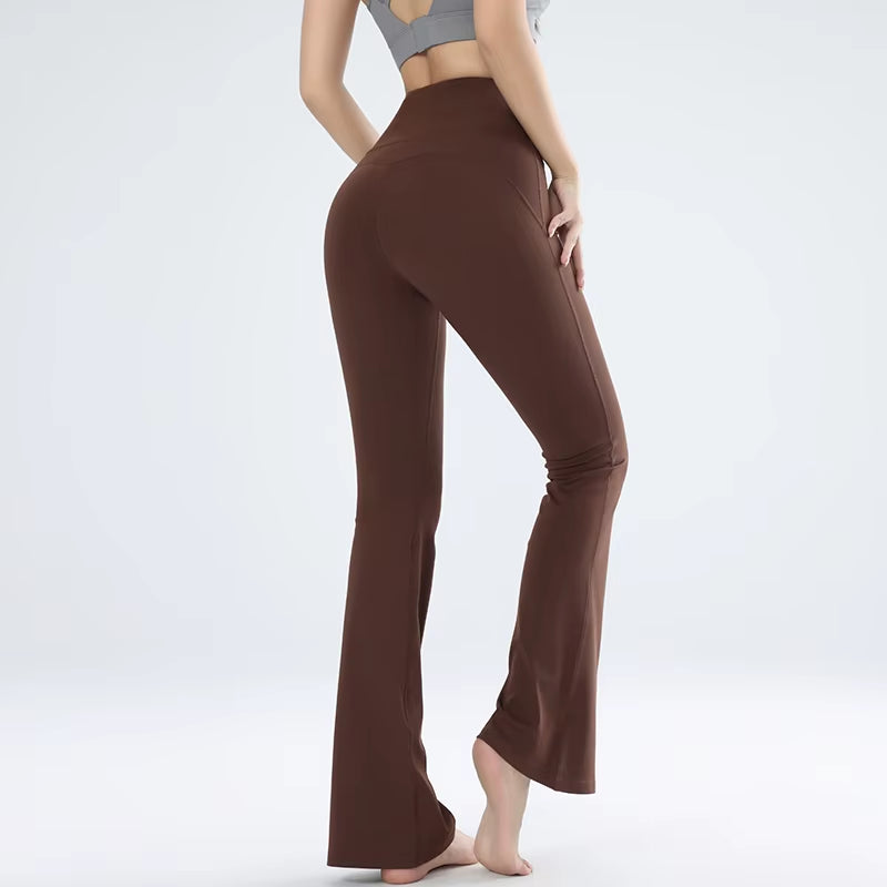 Women'S Leggings Slim Yoga Pants Women'S High Waisted Wide Leg Pants Sports Bell Bottoms Breathable Quick Dry Bottom