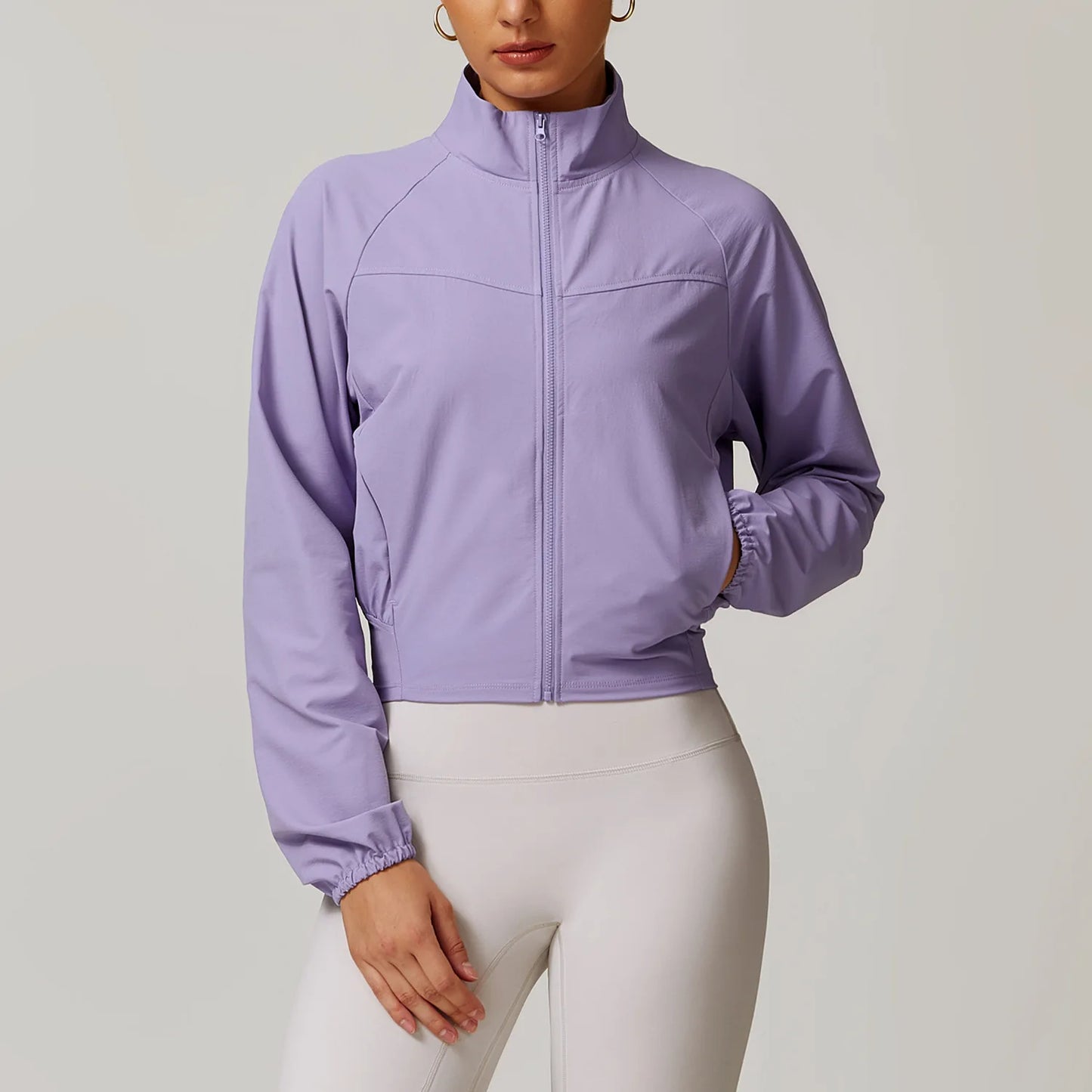 Mikeyoga Long Sleeve Pocket Sports Jacket Women Zip Fitness Yoga Shirt Gym Top Activewear Running Coats Workout Clothes Woman