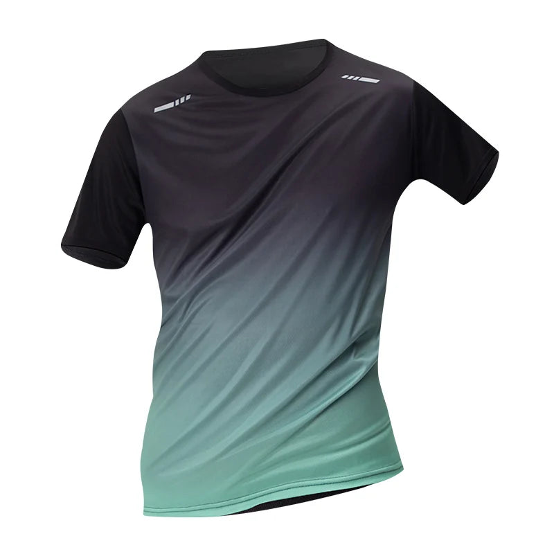 Men'S Gradient Color Quick-Drying Athlete'S Shirt Youth Leisure Joker Short-Sleeved Men'S Running Fitness T-Shirt European and A