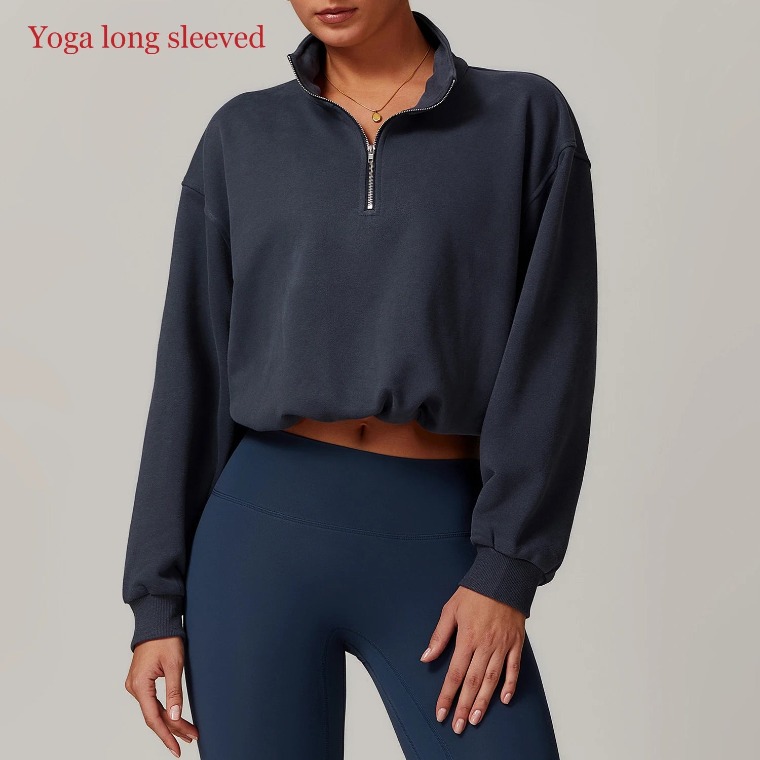 Winter Outdoors Zipper Jacket Women Crop Top Loose Sweater Yoga T-Shirts Sports Top Long Sleeve Running Shirts Fitness Gym Coats